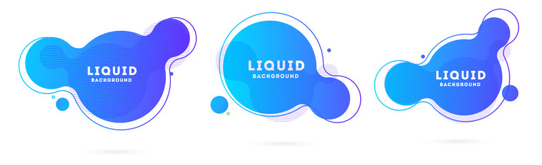 Wall Mural - fluid blue color badges set. abstract shapes composition. eps10 vector