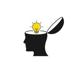 Wall Mural - Head idea icon , Human head with bulb , Creative thinking symbol, vector