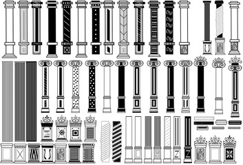 column drawing, architect element isolated on white