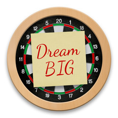 Wall Mural - Dream Big note on target dartboard for success concept.