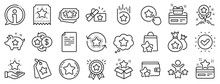 Bonus Card, Redeem Gift And Discount Coupon Signs. Loyalty Program Line Icons. Lottery Ticket, Earn Reward And Winner Gift Icons. Shopping Bag, Loyalty Card And Lottery Present. Vector