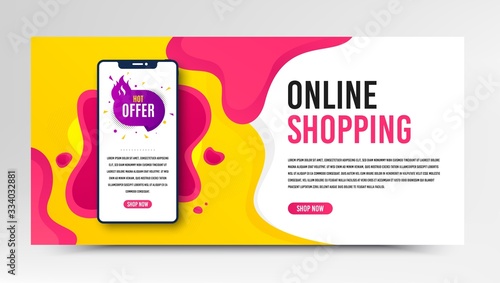 Download Hot Offer Badge Phone Screen Mockup Fluid Banner Discount Banner Shape Coupon Tag Icon Social Media Banner With Smartphone Screen Shopping Mockup Web Template Hot Offer Promotion Vector Stock Vector Adobe