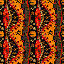 African Hand-drawn Seamless Ethno Pattern, Tribal Background. It Can Be Used For Wallpaper, Web Page And Others.  Vector Illustration.