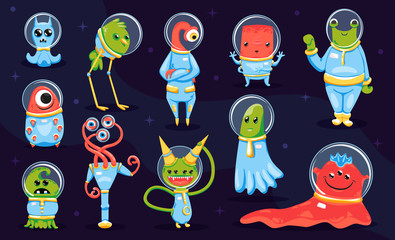 Sticker - Aliens On Dark Background 