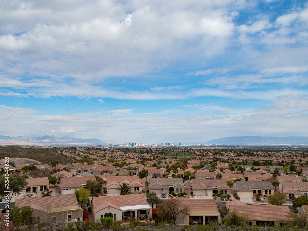 Beautiful residence area of MacDonald Ranch with the strip view Stock ...