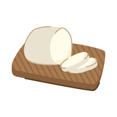 Sticker - delicious cheese in wooden board kitchen