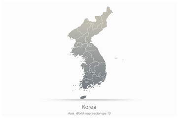 Wall Mural - korean vector map. aisan countries map. asia of modern vector map series.