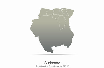  suriname map south america continent countries map. country map of gray gradient series.