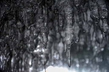 Wall Mural - Macro icicles in ice cave Lake Baikal Siberia 