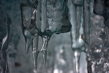 Wall Mural - Macro icicles in ice cave Lake Baikal Siberia 