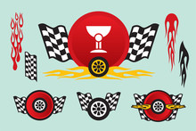 Racing Emblem And Label Set, Vector Symbols Collection