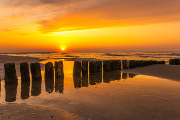 Wall Mural - beautiful, colorful sunset over baltic sea
