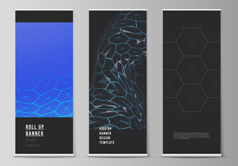 Wall Mural - vector layout of roll up banner stands, vertical flyers, flags design business templates. digital te