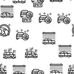 Poster - Car Wash Auto Service Seamless Pattern Vector Thin Line. Illustrations