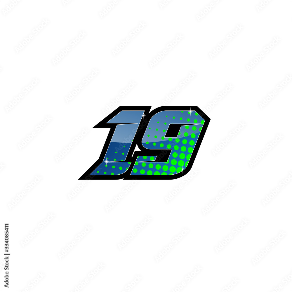 Vector Racing number 19, start racing number, sport race number with ...