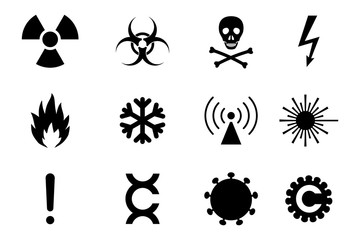 Wall Mural - Varied danger and hazard symbols. Simple icons of a common jeopardies.