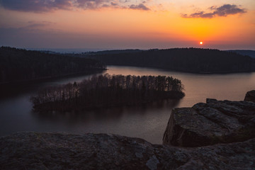 Sunset over the dam -Seč, Czech republic