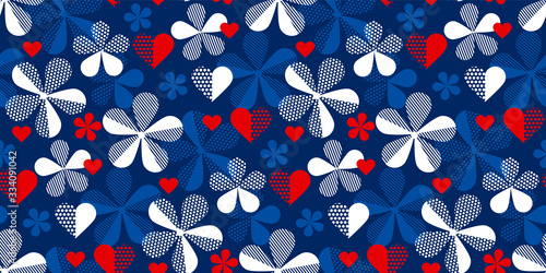 Classic blue and red, flora...