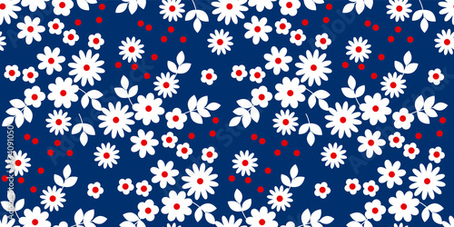 Blue and red naive flowers ...