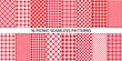 Picnic tablecloth seamless pattern. Red gingham backgrounds. Vector. Plaid cloth napkin textures. Set checkered kitchen prints. Retro wallpaper with check square glen houndstooth. Color illustration