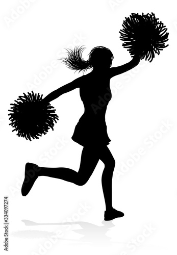 Sports cheerleader in silho...