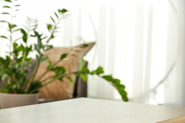 Wall Mural - desk of free space and blurred window of free space for your decoration.