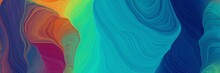 Motion Colorful Curves Header Design With Teal Blue, Sienna And Dark Cyan Colors