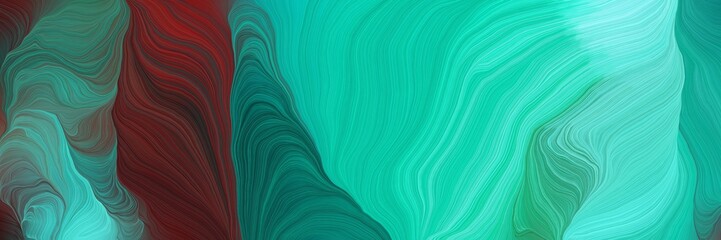 Leinwandbilder - flowing colorful waves banner design with light sea green, old mauve and sea green colors