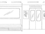 Fototapeta  - Train interior graphic metro subway black white sketch illustration vector