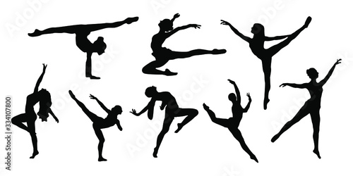 Fotografía Women ballet dancer silhouette collection with styles and pose