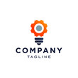 © Ramosh Artworks - bulb lamp and gear creative abstract idea logo icon in trendy minimal modern style for construction or design studio