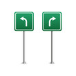 © lunarts_studio - Green highway sign with arrows board. Isolated vector illustration on white background.