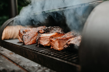 smoked meat on grill