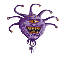 Evil Rpg Monster Beholder With Eyes And Tentacles