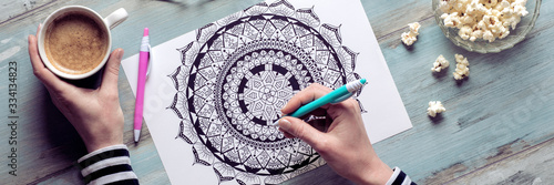 Fotomural Adult coloring book, stress relieving trend