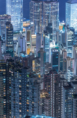  High rise building in Hong Kong city at night