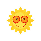 Fototapeta Pokój dzieciecy - Funny Sun with sunglasses icon in flat style isolated on white background.