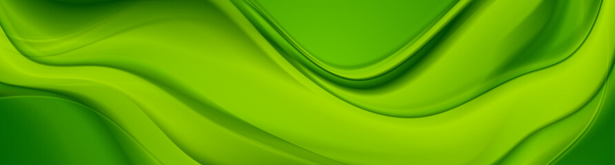 Abstract green liquid flowing elegant waves banner design. Smooth silk wavy header background. Vector illustration