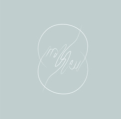Wall Mural - logo design template in trendy linear minimal style. vector abstract hands. abstract symbol for orga