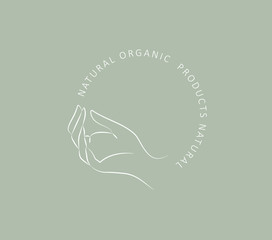 Wall Mural - logo design template in trendy linear minimal style. vector abstract hands. abstract symbol for orga