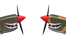 Curtiss P-40 Nose Decorated With Shark Teeth Isolated