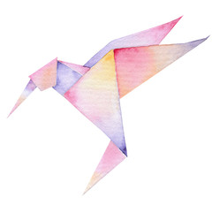 One Origami vibrant colors hummingbird.  file available.