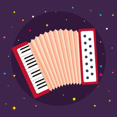 Canvas Print - accordion instrument musical in purple background vector illustration design