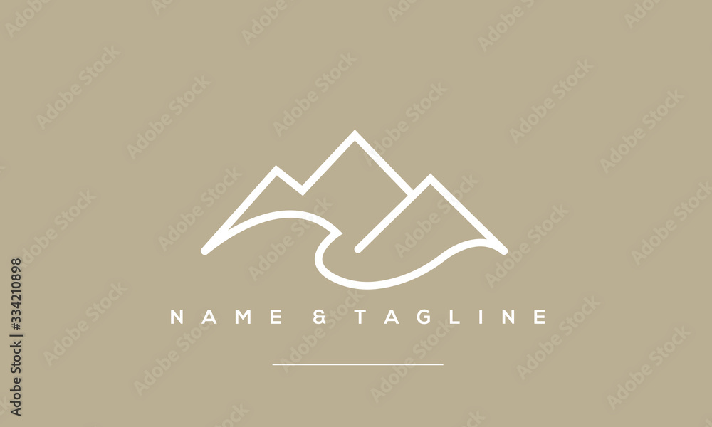 A line art icon logo of a minimal mountain, peak, summit - obrazy, fototapety, plakaty 