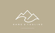 A line art icon logo of a minimal mountain, peak, summit