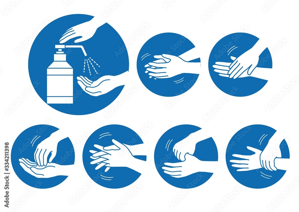 手指消毒手順イラストセット04 Wall Mural Wallpaper Murals Iroha