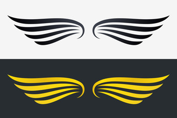 Winged Emblem for Your Company. Wing Silhouette for Tattoo, Logo or Other Symbols