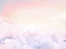 Sugar Cotton Pink Clouds Vector Design Background