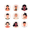 © Kudryavtsev - Avatars set of multi ethnic people characters, vector illustration isolated.