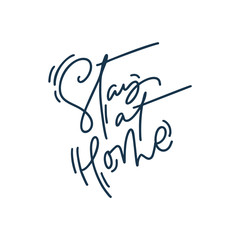 Wall Mural - Stay at home vector monoline calligraphy text. Reduce risk of infection and spreading the virus. Coronavirus Covid-19, quarantine motivational poster
